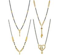 Frienemy Home Presents One Gram Gold Plated Combo of 4 Mangalsutra Necklace Pendant Tanmaniya Nallapusalu Black Bead Chain for Women and Girls #Frienemy-1366