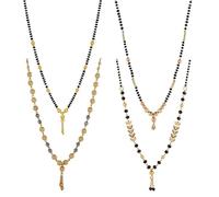 Frienemy Home Presents One Gram Gold Plated Combo of 4 Mangalsutra Necklace Pendant Tanmaniya Nallapusalu Black Bead Chain for Women and Girls #Frienemy-1422