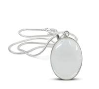 Frienemy Presents Clear Quartz Pendant Natural Crystal Stone Pendant/Locket with Metal Chain Oval Shape for Reiki and Crystal Gemstone for Unisex (Color Clear) #Frienemy-0086