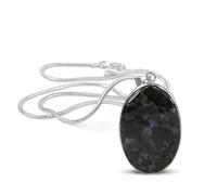 Frienemy Presents Merlinite Pendant Natural Crystal Stone Pendant/Locket with Metal Chain Oval Shape for Reiki and Crystal Gemstone for Unisex (Color Multi) #Frienemy-0092