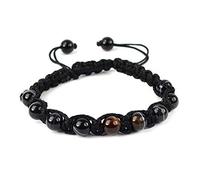 Frienemy Presents Natural Black Sulemani Hakik Bracelet Crystal Stone 8 Mm Round Bead Thread Bracelet for Unisex (Color : Multi) #Frienemy-752