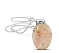 Frienemy Presents Scolecite Pendant Natural Crystal Stone Pendant/Locket with Metal Chain Oval Shape for Reiki and Crystal Gemstone for Unisex (Color White) #Frienemy-0053