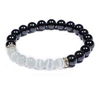 Frienemy Presents Selenite Black Tourmaline Bracelet Unisex Selenite Black Tourmaline Bracelet for Men and Women 8Mm Beads Size #Frienemy-328