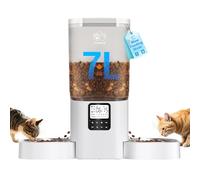 Frienhund Automatic Cat Feeder 2 Cats with Slow Feed: 7L Timed Automatic Dog Feeder with Information Visualization, Dual Auto Cat Food Dispenser for Multiple Pets, Detachable for Easy Clean
