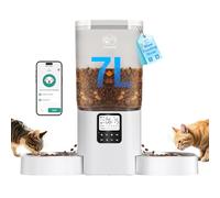 Frienhund Timed Automatic Cat Feeder for 2 Cats: Cat Food Dispenser with Slow Feed, Dual Pet Feeder with Timer & Information Visualization, Double Auto cat Feeder for Multiple Pets, Easy Clean - 7L