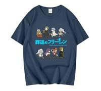 Frieren: Beyond Journey's End Short Sleeve T-Shirt Frieren and Himmel Cute Couple T-Shirt Stark Fern Casual Tee Heiter Five-Quarter Sleeve top Navy