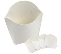 Fries Box - 100 White French Fry Holder | French Fry Containers, Fried Chicken Burger Packaging Carton, Grease Proof Snack Containers, and Kid's Party Cups Set