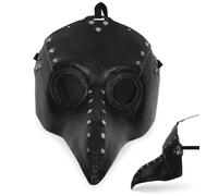 FRIES Pestdoktor Half Mask in Leather Look - Dark Beak Mask for Halloween & Festivals