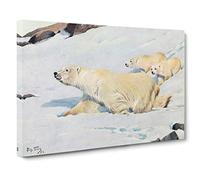 Friese, R. Polar Bears Vintage Canvas Wall Art Print Ready to Hang, Framed Picture for Living Room Bedroom Home Office Décor, 30x20 Inch (76x50 cm)