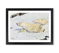 Friese, R. Polar Bears Vintage Framed Wall Art Print, Ready to Hang Picture for Living Room Bedroom Home Office Décor, Black A3 (46 x 34 cm)