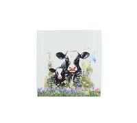 Friesian Cow & Calf Glass Hot Pot Stand Trivet - Farm Countryside Cottage Gifts - Kitchen Chopping/Cutting Board Worktop Protector with Non-Slip Feet 20cm x 20cm (8" x 8")