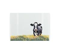 Friesian Cow Rectangular Small Glass Worktop Saver - Farm Countryside Cottage Gifts - Smooth Kitchen Chopping/Cutting Board Worktop Protector with Non-Slip Feet 28.5cm x 20cm (11" x 8")
