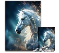 Friesian White Horse 1000Piece Jigsaw Puzzles for Adults paper Puzzles Interactive Family Game DIY Home Decor Brain Teaser Gift 1000 PCS(38x26cm)