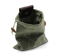 Frieyss Foraging Bag,Mushroom Foraging Bag Waxed Canvas Tinder Waterproof Small Leather Pouch Hunting Bag Fanny Pack for Dog Training Bushcraft Belt (Green)
