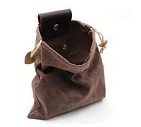 Frieyss Foraging Bag,Mushroom Foraging Bag Waxed Canvas Tinder Waterproof Small Leather Pouch Hunting Bag Fanny Pack for Dog Training Bushcraft Belt (Brown)