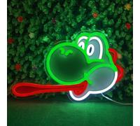 FRIFUN Mario Neon Sign Yoshi LED Lights Dinosaur Neon Light 16in Anime Light USB Powered with Ten Brightness Settings for Bedroom Boys Wall Decor Gamer Kids Gifts