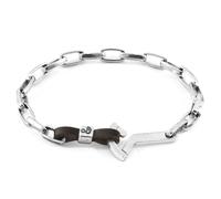 Frigate Anchor Silver and Flat Leather Bracelet ANCHOR & CREW Brown 23cm