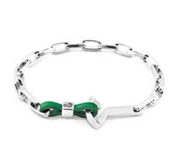 Frigate Anchor Silver and Flat Leather Bracelet ANCHOR & CREW Green 23cm