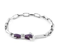 Frigate Anchor Silver and Flat Leather Bracelet ANCHOR & CREW Purple 19cm