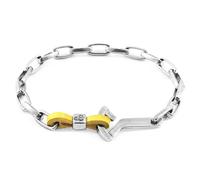 Anchor & Crew Mustard Yellow Frigate Anchor Silver and Flat Leather Bracelet - M - 21cm (Most Popular) - Gift Wrapped (Paper & Bow) +£1.50