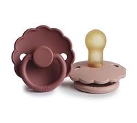 FRIGG Daisy Latex Dummy, 2 Pack, Symmetrical Cherry Teat, BPA-Free, Made in Denmark, Latex Dummy, (Blush/Woodchuck, Size 1 (0-6 Months))