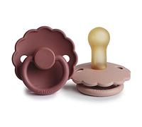 FRIGG Daisy Latex Dummy, 2 Pack, Symmetrical Cherry Teat, BPA-Free, Made in Denmark, Latex Dummy, (Blush/Woodchuck, Size 2 (6-18 Months))