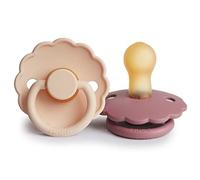 FRIGG Daisy Latex Dummy | Dummy 2 Pack | Symmetrical Cherry Teat | BPA Free | Made in Denmark | Latex Dummy | (Dusty Rose/Pink Cream, Size 1 (0-6 Months))