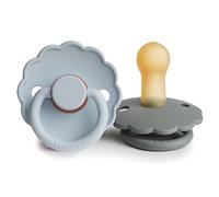 FRIGG Daisy Latex Dummy | Dummy 2 Pack | Symmetrical Cherry Teat | BPA Free | Made in Denmark | Latex Dummy | (French Grey/Powder Blue, Size 2 (6-18 Months))