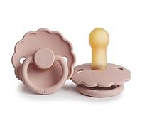FRIGG Daisy Latex Pacifier | Classic Soother 1 Pack | Symmetrical Cherry Shaped Nipple | BPA Free | Made in Denmark | Latex Dummy Pacifier | Blush - Size 2 (6-18 Months)