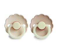 FRIGG Daisy Night Latex Pacifier | 2-Pack | Natural Glow in The Dark Soother | Cherry Shaped Nipple | BPA Free | Made in Denmark | Latex Dummy Pacifier | Blush Night/Cream - Size 1 (0-6 Months)