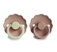 FRIGG Daisy Night Latex Pacifier | 2-Pack | Natural Glow in The Dark Soother | Cherry Shaped Nipple | BPA Free | Made in Denmark | Latex Dummy Pacifier | Blush Night/Blush - Size 2 (6-18 Months)