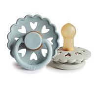 FRIGG Fairytale Latex Pacifier Pack of 2 | Natural Rubber Soother Dummy | BPA-Free | Made in Denmark | Symmetrical Cherry Shaped Nipple (Stone Blue/Willow Gray, Size 1 (0-6 Months))