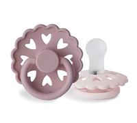 FRIGG Fairytale Silicone Pacifier Pack of 2 | Silicone Soother Dummy | BPA-Free | Made in Denmark | Symmetrical Cherry Shaped Nipple (Twilight Mauve/White Lilac (0-6 Months))