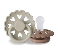 FRIGG Fairytale Silicone Pacifier Pack of 2 | Silicone Soother Dummy | BPA-Free | Made in Denmark | Symmetrical Cherry Shaped Nipple (Silky Satin/Willow Grey (0-6 Months))