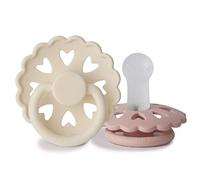 FRIGG Fairytale Silicone Pacifier Pack of 2 | Silicone Soother Dummy | BPA-Free | Made in Denmark | Symmetrical Cherry Shaped Nipple (Cream/Blush (6-18 Months))