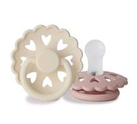 FRIGG Fairytale Silicone Pacifier Pack of 2 | Silicone Soother Dummy | BPA-Free | Made in Denmark | Symmetrical Cherry Shaped Nipple (Cream/Blush (0-6 Months))