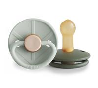 FRIGG Little Viking Latex Pacifier | Pack of 2 Pacifiers | Natural Rubber Soother Dummy | BPA-Free | Made in Denmark | Symmetrical Cherry Shaped Nipple | (Sage/Olive, Size 2 (6-18 Months))