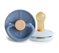 FRIGG Little Viking Latex Pacifier | Pack of 2 Pacifiers | Natural Rubber Soother Dummy | BPA-Free | Made in Denmark | Symmetrical Cherry Shaped Nipple | (Ocean View/Powder Blue, Size 2 (6-18 Months))