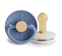 FRIGG Little Viking Latex Pacifier | Pack of 2 Pacifiers | Natural Rubber Soother Dummy | BPA-Free | Made in Denmark | Symmetrical Cherry Shaped Nipple | (Ocean View/Cream, Size 2 (6-18 Months))