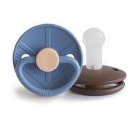 FRIGG Little Viking Silicone Pacifier | Pack of 2 Pacifiers | Silicone Soother Dummy | BPA-Free | Made in Denmark | Symmetrical Cherry Shaped Nipple | (Ocean View/Cocoa, Size 2 (6-18 Months))