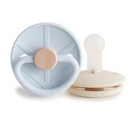 FRIGG Little Viking Silicone Pacifier | Pack of 2 Pacifiers | Silicone Soother Dummy | BPA-Free | Made in Denmark | Symmetrical Cherry Shaped Nipple | (Powder Blue/Cream, Size 2 (6-18 Months))