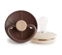 FRIGG Little Viking Silicone Pacifier | Pack of 2 Pacifiers | Silicone Soother Dummy | BPA-Free | Made in Denmark | Symmetrical Cherry Shaped Nipple | (Cocoa/Cream, Size 1 (0-6 Months))