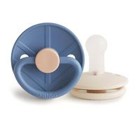 FRIGG Little Viking Silicone Pacifier | Pack of 2 Pacifiers | Silicone Soother Dummy | BPA-Free | Made in Denmark | Symmetrical Cherry Shaped Nipple | (Ocean View/Cream, Size 2 (6-18 Months))