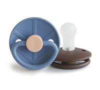 FRIGG Little Viking Silicone Pacifier | Pack of 2 Pacifiers | Silicone Soother Dummy | BPA-Free | Made in Denmark | Symmetrical Cherry Shaped Nipple | (Ocean View/Cocoa, Size 1 (0-6 Months))