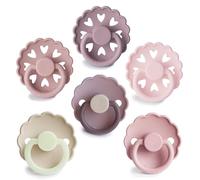 FRIGG SilkySoft Silicone Baby Pacifier 6-Pack Blooming Love | Made in Denmark | BPA-Free (6-18 Months)
