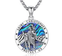 Friggem St Christopher Necklace for Men Women 925 Sterling Silver Saint Christopher Archangel Medal Protection Pendant Amulet Religious Jewellery Gift (C01-St Christopher-3)
