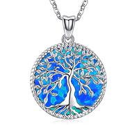 Friggem Tree of Life Necklace for Women S925 Sterling Silver Opal Tree of Life Pendant Jewellery for Women Girl