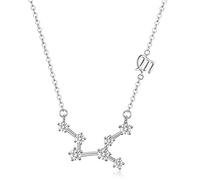 Friggem Virgo Necklace Pendant,Sterling Silver Zodiac Constellation Necklace Jewelry,12 Horoscope Sign Aug-Sep Birthday Gifts for Women Men＆Girls,Astrology Zodiac Star Jewelry Necklace Chain 18"