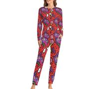 Fright Scream Abstract Doodles Soft Womens Pyjamas Long Sleeve Warm Fit Pajamas Loungewear Sets with Pockets M