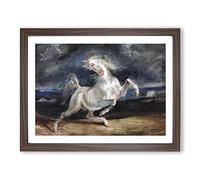 Frightened Horse By Eugene Delacroix Classic Painting Framed Print | A2 Walnut Framed Wall Art | Ready to Hang | Classic Animal Picture | Living Room Bedroom Lounge Office
